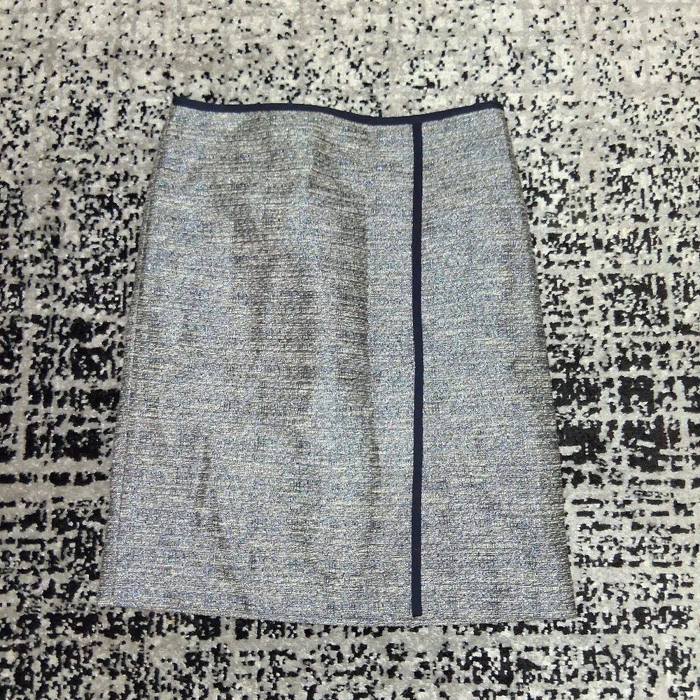 NWT Tory Burch Size 6 Tan & Blur Faux Wrap Jacquard Skirt! - Picture 4 of 15